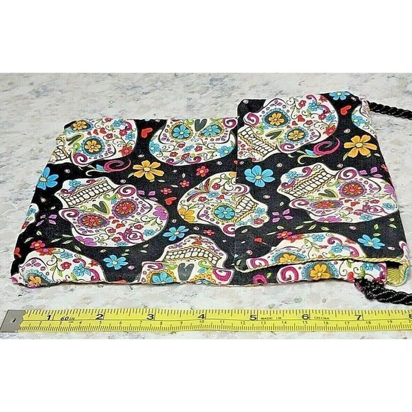 Crossbody Bag‎ Steampunk Colorful Skulls Mardi Gras Small 8 x 6 Single Pocket - Picture 5 of 10